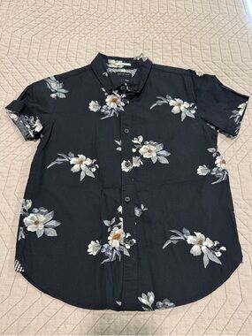 Cactus Boys Black Floral Short Sleeve Button-Down Shirt - 7